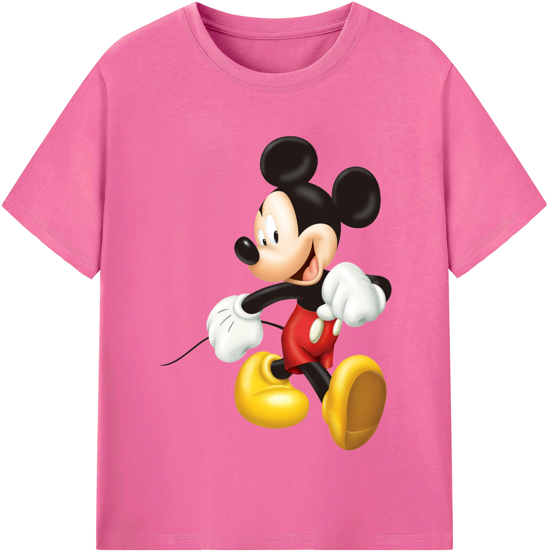 （画像用） ミッキーマウス Mickey Mouse レディースカジュアルプリントTシャツ（綿100％）